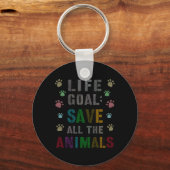 Schattig Levensdoel Red Dieren Vegan Dag Redding Sleutelhanger (Voorkant)