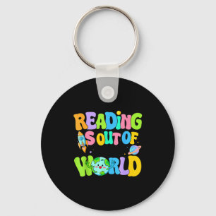 Schattig lezen is buiten deze wereld ruimte boeken sleutelhanger