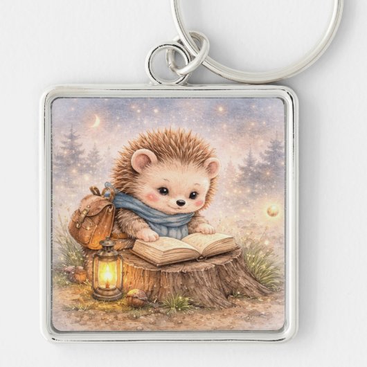 Schattig Lezend Bos Egeltje Sleutelhanger (Voorkant)