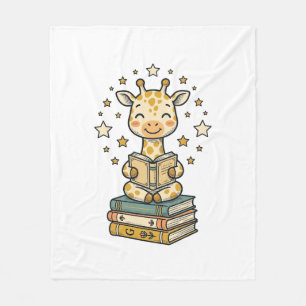 Schattig Lezend Giraffe Boekliefhebber Vintage T-s Fleece Deken