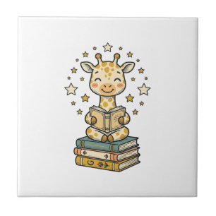 Schattig Lezend Giraffe Boekliefhebber Vintage T-s Tegeltje