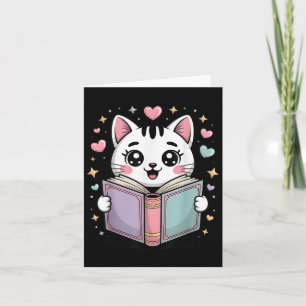 Schattig Lezend Kat Boekliefhebber Docent Biblioth Kaart