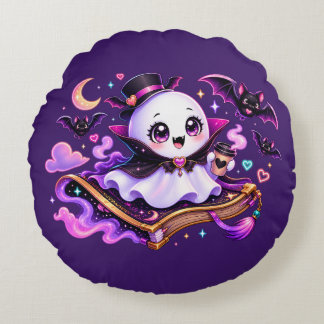 Schattig Lezende Geest Halloween Rond Kussen
