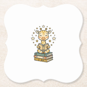 Schattig Lezende Giraffe Boekliefhebber Vintage T- Kartonnen Onderzetters