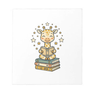 Schattig Lezende Giraffe Boekliefhebber Vintage T- Notitieblok