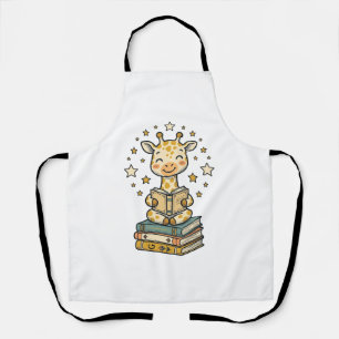 Schattig Lezende Giraffe Boekliefhebber Vintage T- Schort