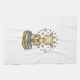 Schattig Lezende Giraffe Boekliefhebber Vintage T- Theedoek