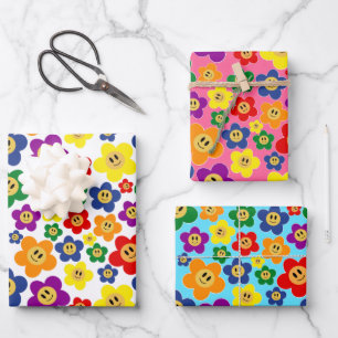 Schattig LGBT Regenboem Bloemmotief Inpakpapier Vel