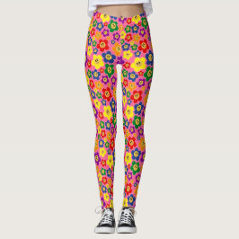 Schattig LGBT Regenboem Bloempatroon-Roze Leggings