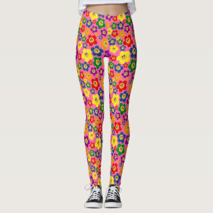 Schattig LGBT Regenboem Bloempatroon-Roze Leggings