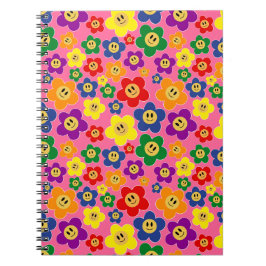 Schattig LGBT Regenboem Bloempatroon-Roze Notitieboek