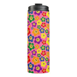 Schattig LGBT Regenboem Bloempatroon-Roze Thermosbeker