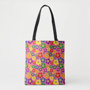 Schattig LGBT Regenboem Bloempatroon-Roze Tote Bag