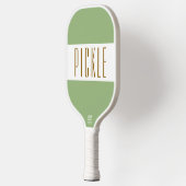 Schattig licht Retro groen wit PICKLE strepen teks Pickleball Paddle (Links)