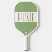 Schattig licht Retro groen wit PICKLE strepen teks Pickleball Paddle (Voorkant)