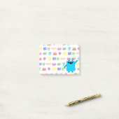Schattig Lichtblauw Cartoontje Monster Post-it® Notes (Op bureau)