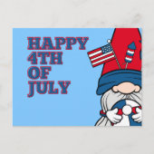 Schattig Lichtblauw en Rood Patriottisch Gnome Briefkaart (Voorkant)