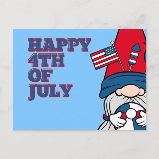 Schattig Lichtblauw en Rood Patriottisch Gnome Briefkaart (Voorkant)