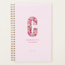 Schattig lichtroze bloemig monogram gepersonalisee
