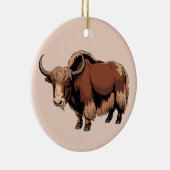 Schattig & lief bruin Yak Keramisch Ornament (Rechts)