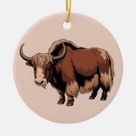 Schattig & lief bruin Yak Keramisch Ornament