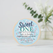 Schattig lief eentje donut Kinder eerste verjaarda Kaart (Staand voorkant)