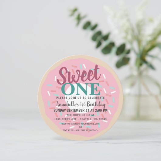 Schattig lief eentje donut Kinder eerste verjaarda Kaart (Staand voorkant)