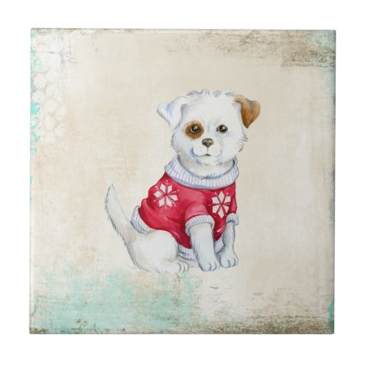 Schattig lief huiselijk puppy tegeltje (Voorkant)
