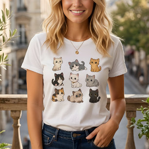 Schattig Lief Kawaii Kat Kittens Witte T-Shirt