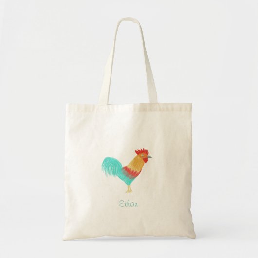 Schattig lief Kinder Canvas tas met haan (Voorkant)