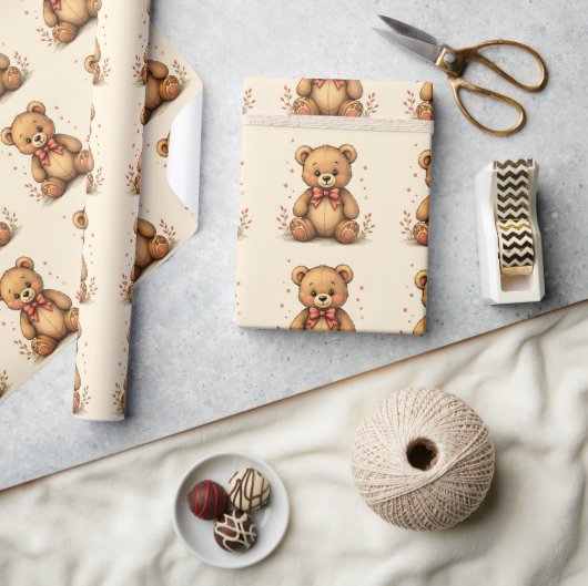 Schattig lief klein bruin beer met stropdas cadeaupapier (Crafts)