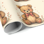 Schattig lief klein bruin beer met stropdas cadeaupapier (Rol Hoek)