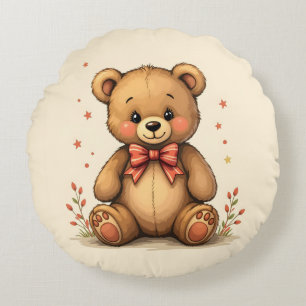 Schattig lief klein bruin beer met stropdas rond kussen