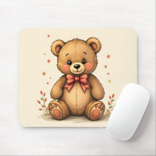 Schattig lief klein bruin beren met stropdas muismat