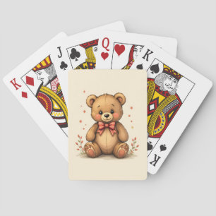 Schattig lief klein bruin beren met stropdas pokerkaarten