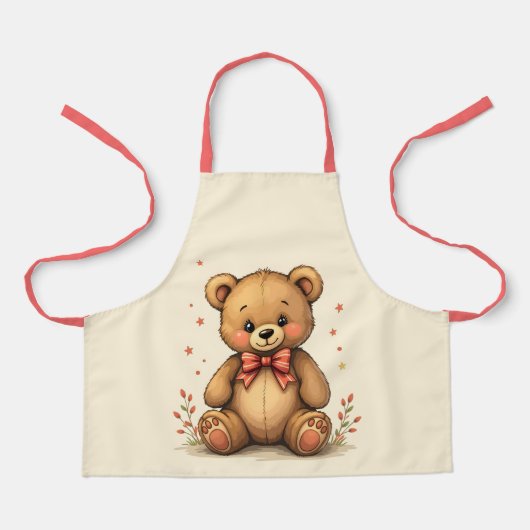 Schattig lief klein bruin beren met stropdas schort (Voorkant)