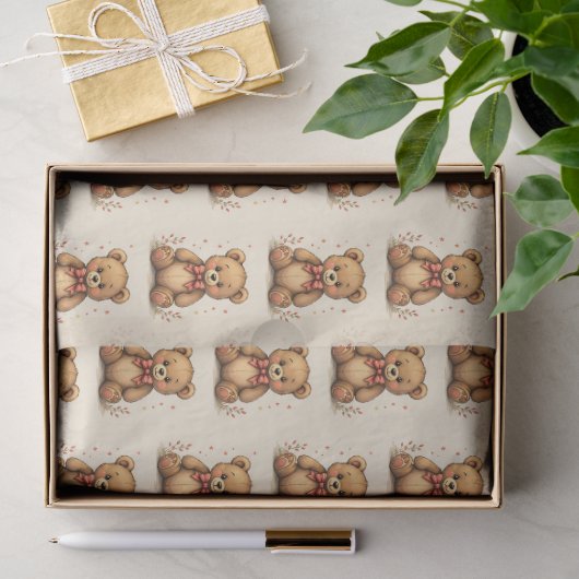 Schattig lief klein bruin beren met stropdas tissuepapier (Geschenk)