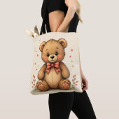 Schattig lief klein bruin beren met stropdas tote bag (Dichtbij)