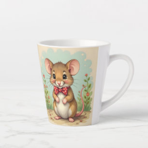 Schattig lief klein muisje met stropdas latte mok