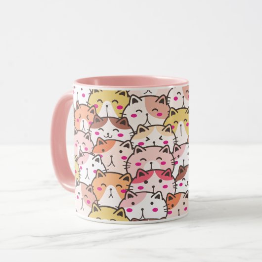 Schattig Lief Patroon Katten Kitten, Modern Mok (Voorkant links)