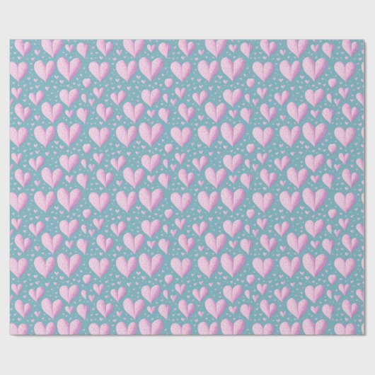 Schattig Liefde Harten Girly Pastel Roze En Blauw Cadeaupapier (Vlak)