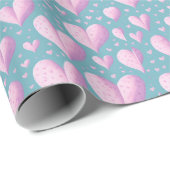 Schattig Liefde Harten Girly Pastel Roze En Blauw Cadeaupapier (Rol Hoek)