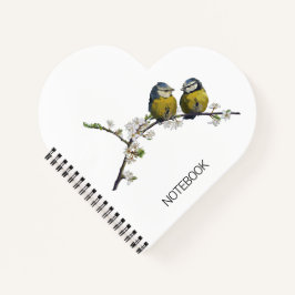 schattig liefde vogels kersenbloesem boom hart wit notitieboek