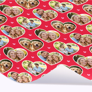 Schattig liefdeshart 4 foto elegante rood roze pat cadeaupapier