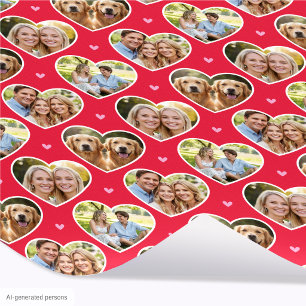 Schattig liefdeshart 4 foto elegante rood roze pat cadeaupapier