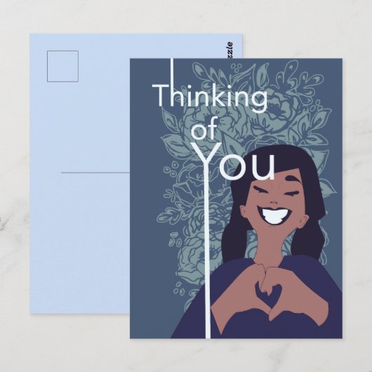 Schattig liefdeshart bloemmotief denk aan jou briefkaart (Voorkant / Achterkant)