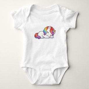Schattig Liegende Slaande Regenboog Eenhoorn Kawai Romper