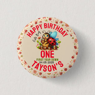 Schattig Lieveheersbeestje 1e Verjaardag Insect Ronde Button 3,2 Cm