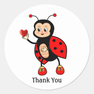 Schattig Lieveheersbeestje en Hart Dank Je Ronde Sticker