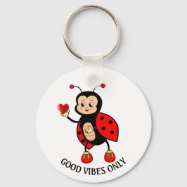 Schattig lieveheersbeestje en hart op wit sleutelhanger